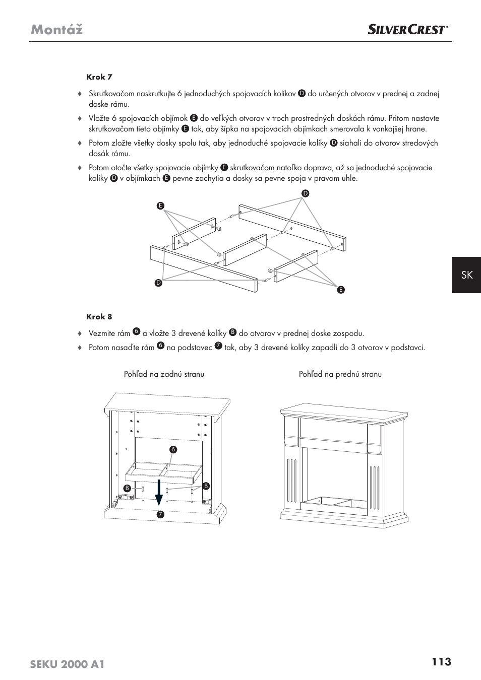 Montáž | Silvercrest SEKU 2000 A1 User Manual | Page 114 / 141