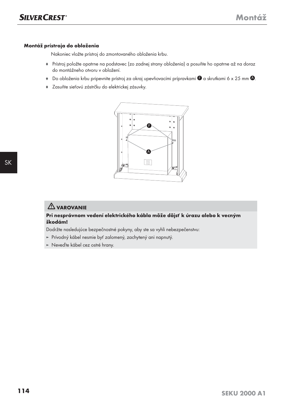 Montáž | Silvercrest SEKU 2000 A1 User Manual | Page 115 / 141