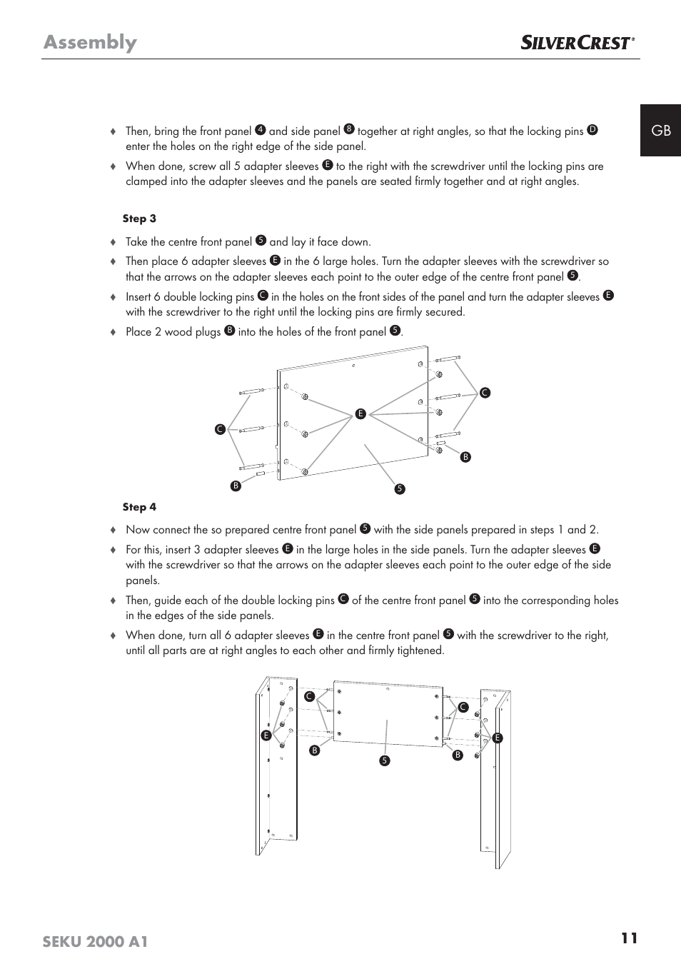Assembly | Silvercrest SEKU 2000 A1 User Manual | Page 12 / 141