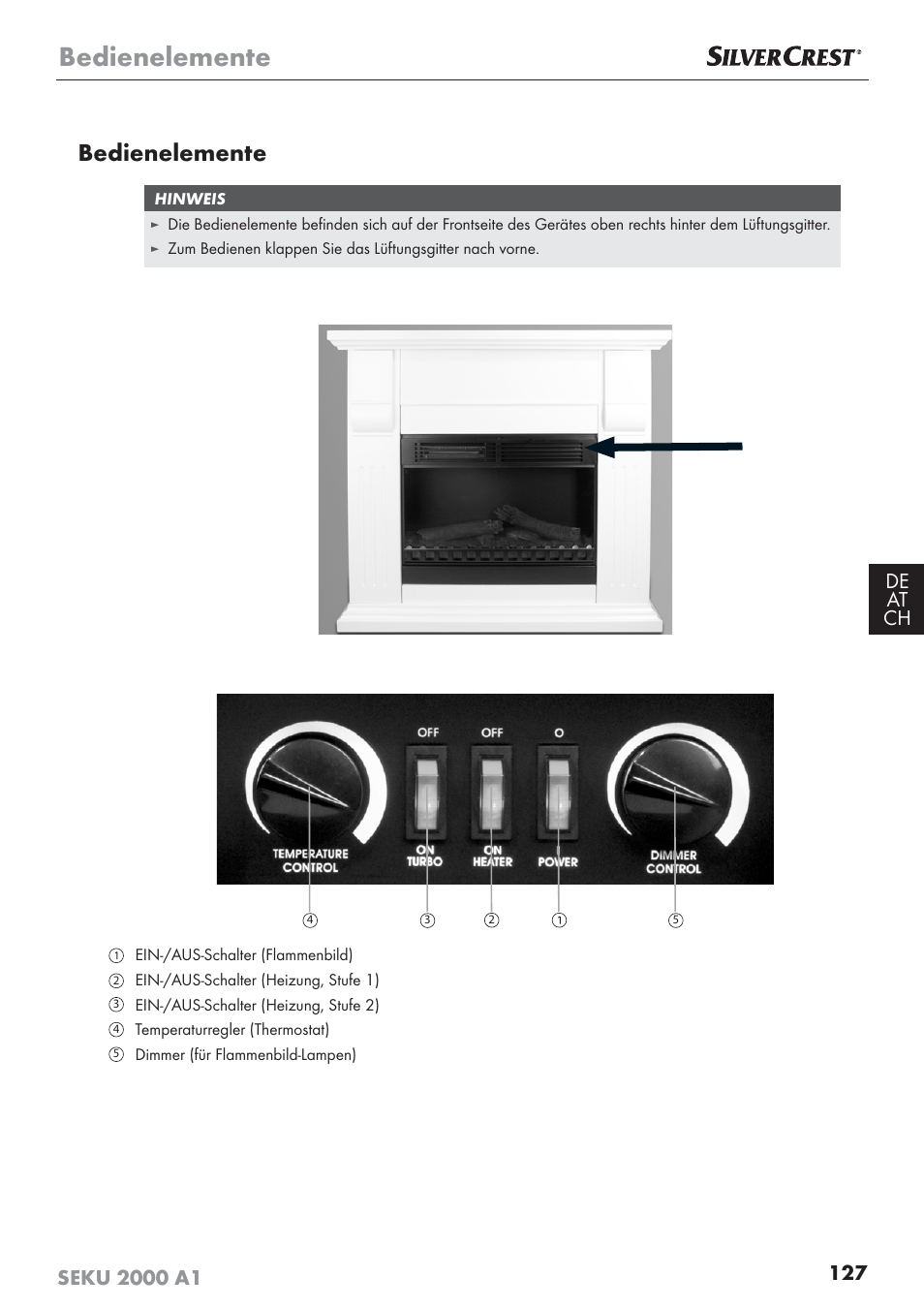 Bedienelemente | Silvercrest SEKU 2000 A1 User Manual | Page 128 / 141