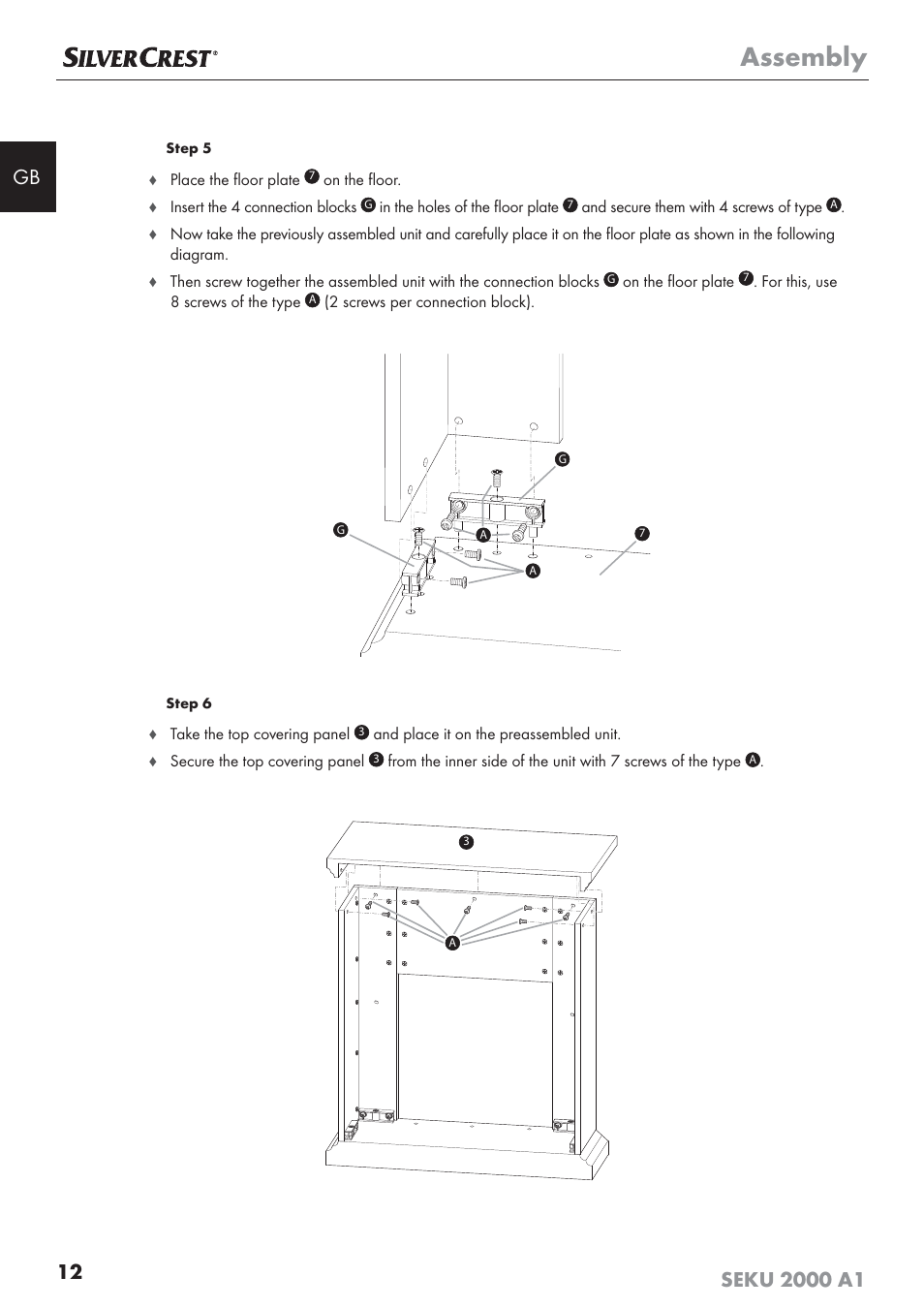 Assembly | Silvercrest SEKU 2000 A1 User Manual | Page 13 / 141