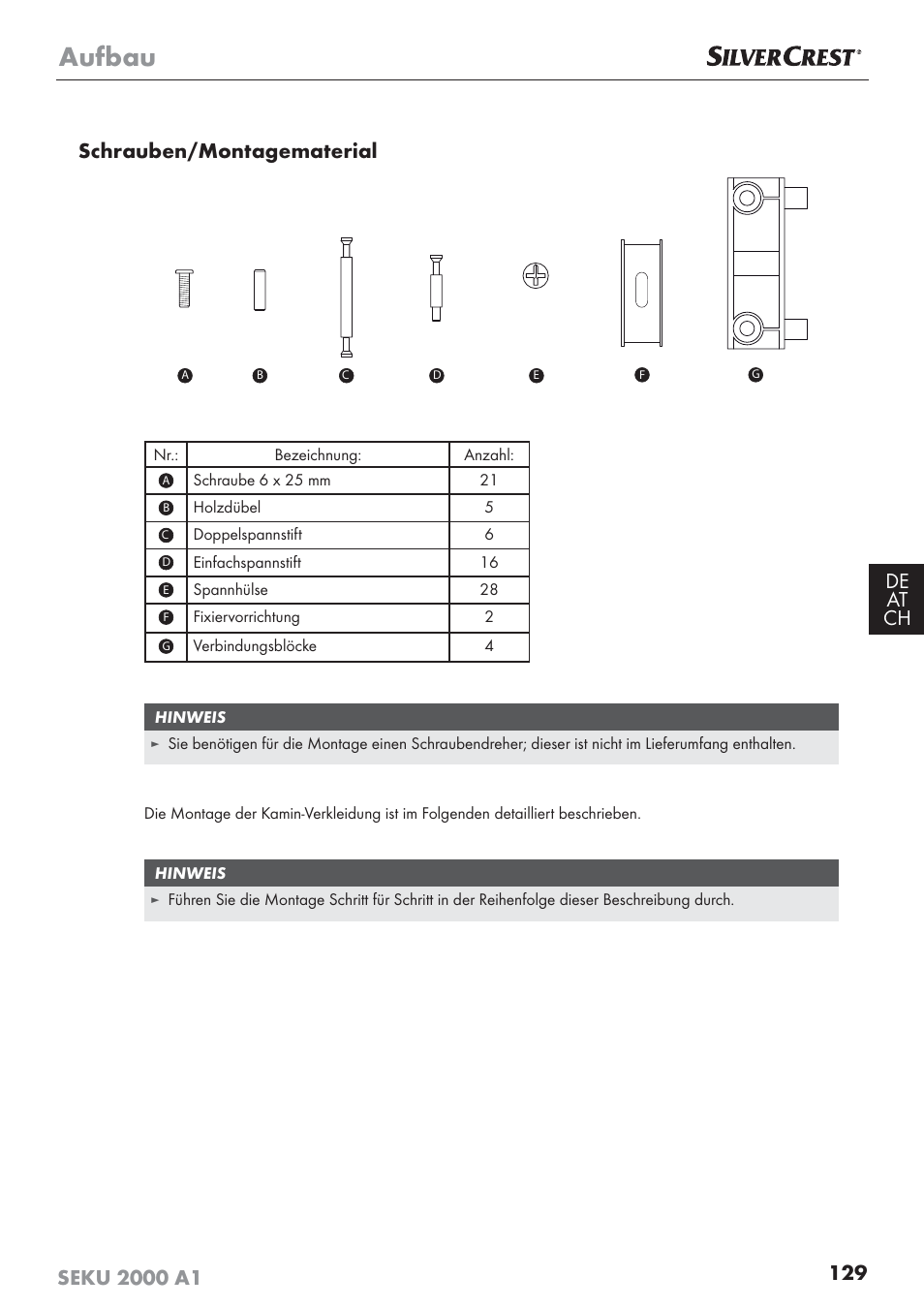 Aufbau | Silvercrest SEKU 2000 A1 User Manual | Page 130 / 141
