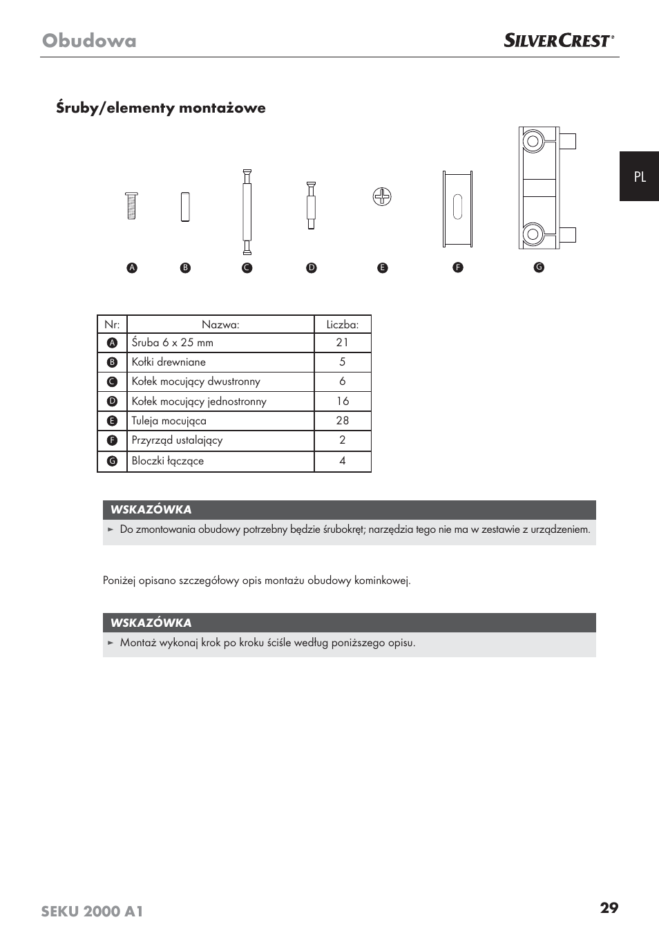 Obudowa | Silvercrest SEKU 2000 A1 User Manual | Page 30 / 141