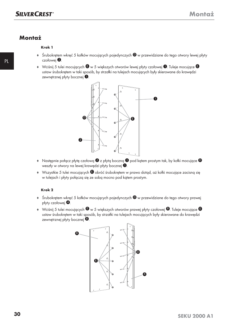 Montaż | Silvercrest SEKU 2000 A1 User Manual | Page 31 / 141