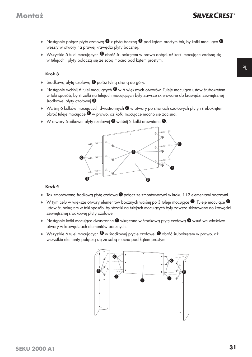 Montaż | Silvercrest SEKU 2000 A1 User Manual | Page 32 / 141