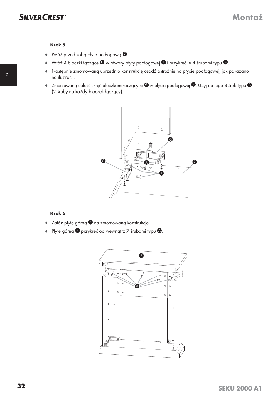 Montaż | Silvercrest SEKU 2000 A1 User Manual | Page 33 / 141