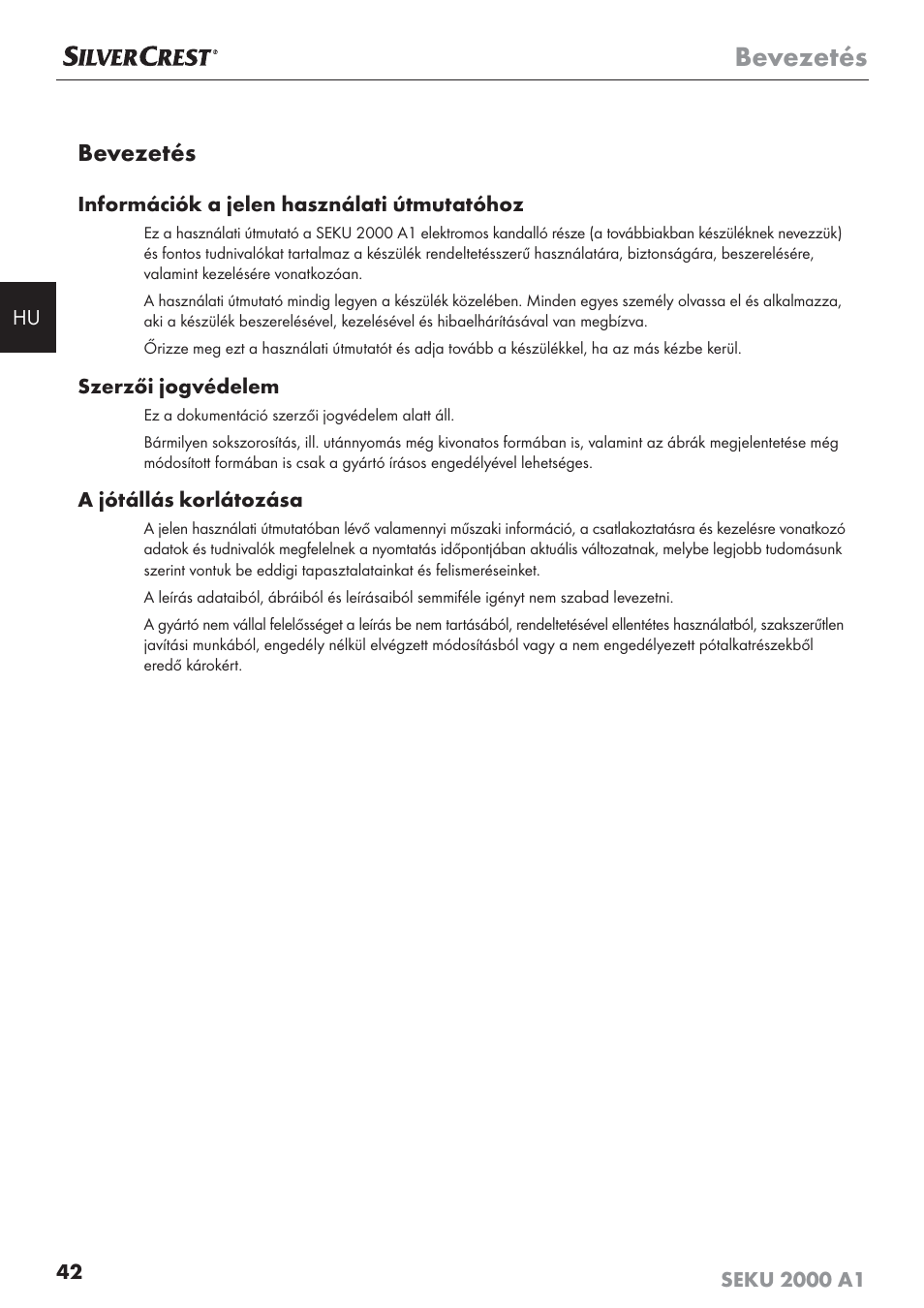 Bevezetés | Silvercrest SEKU 2000 A1 User Manual | Page 43 / 141