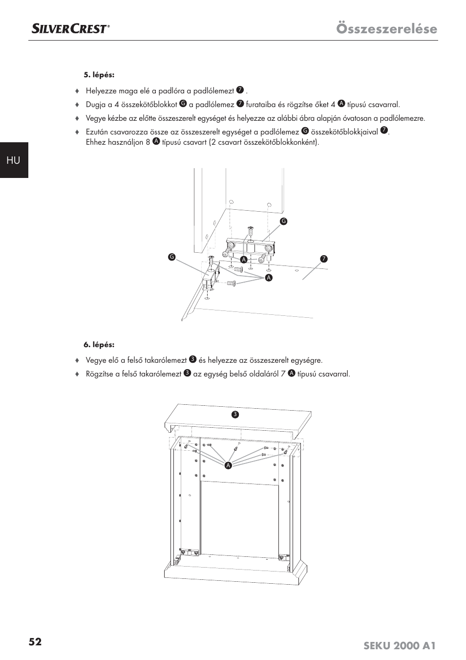 Összeszerelése | Silvercrest SEKU 2000 A1 User Manual | Page 53 / 141