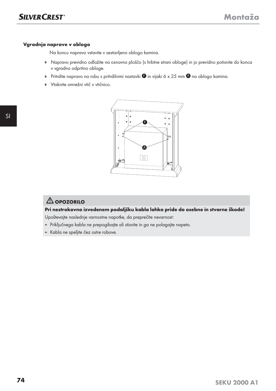 Montaža | Silvercrest SEKU 2000 A1 User Manual | Page 75 / 141