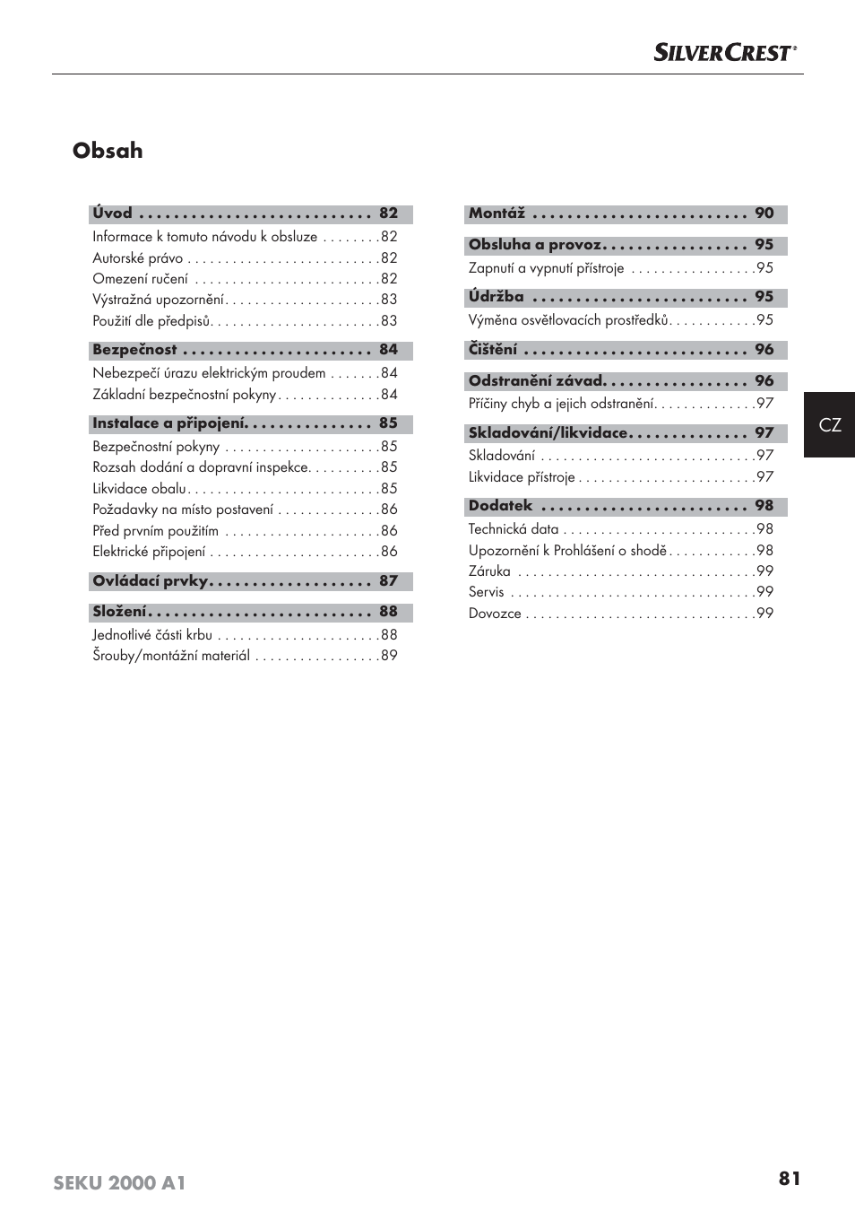 Silvercrest SEKU 2000 A1 User Manual | Page 82 / 141