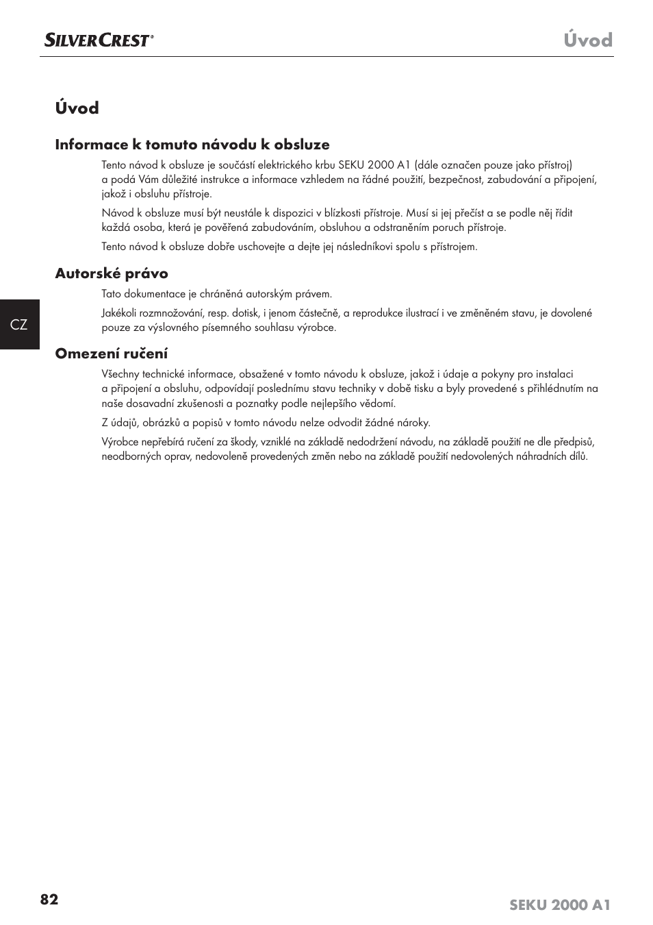 Úvod | Silvercrest SEKU 2000 A1 User Manual | Page 83 / 141