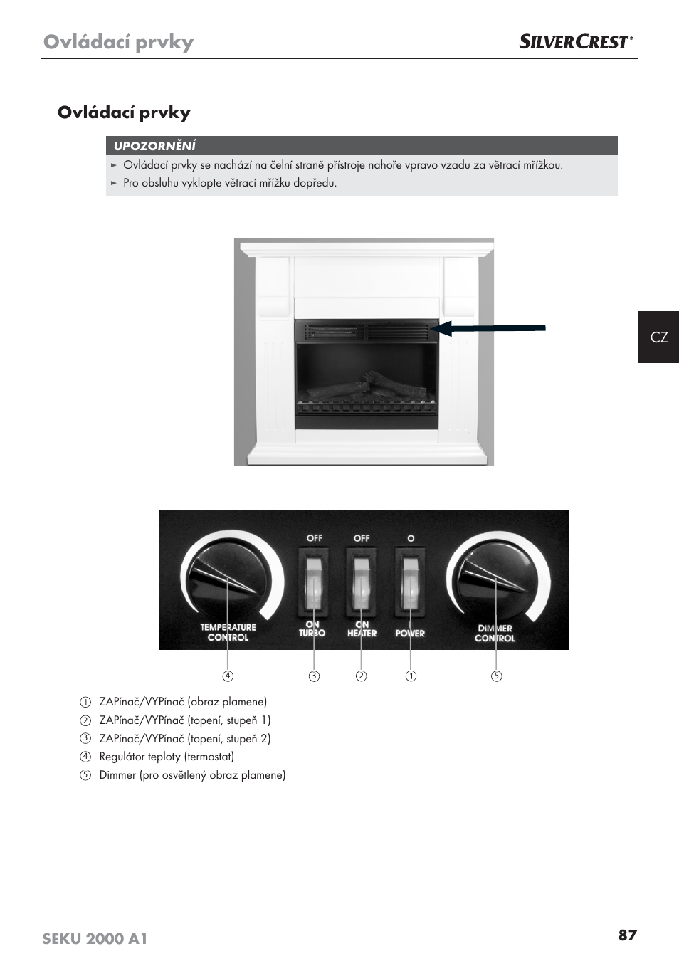 Ovládací prvky | Silvercrest SEKU 2000 A1 User Manual | Page 88 / 141
