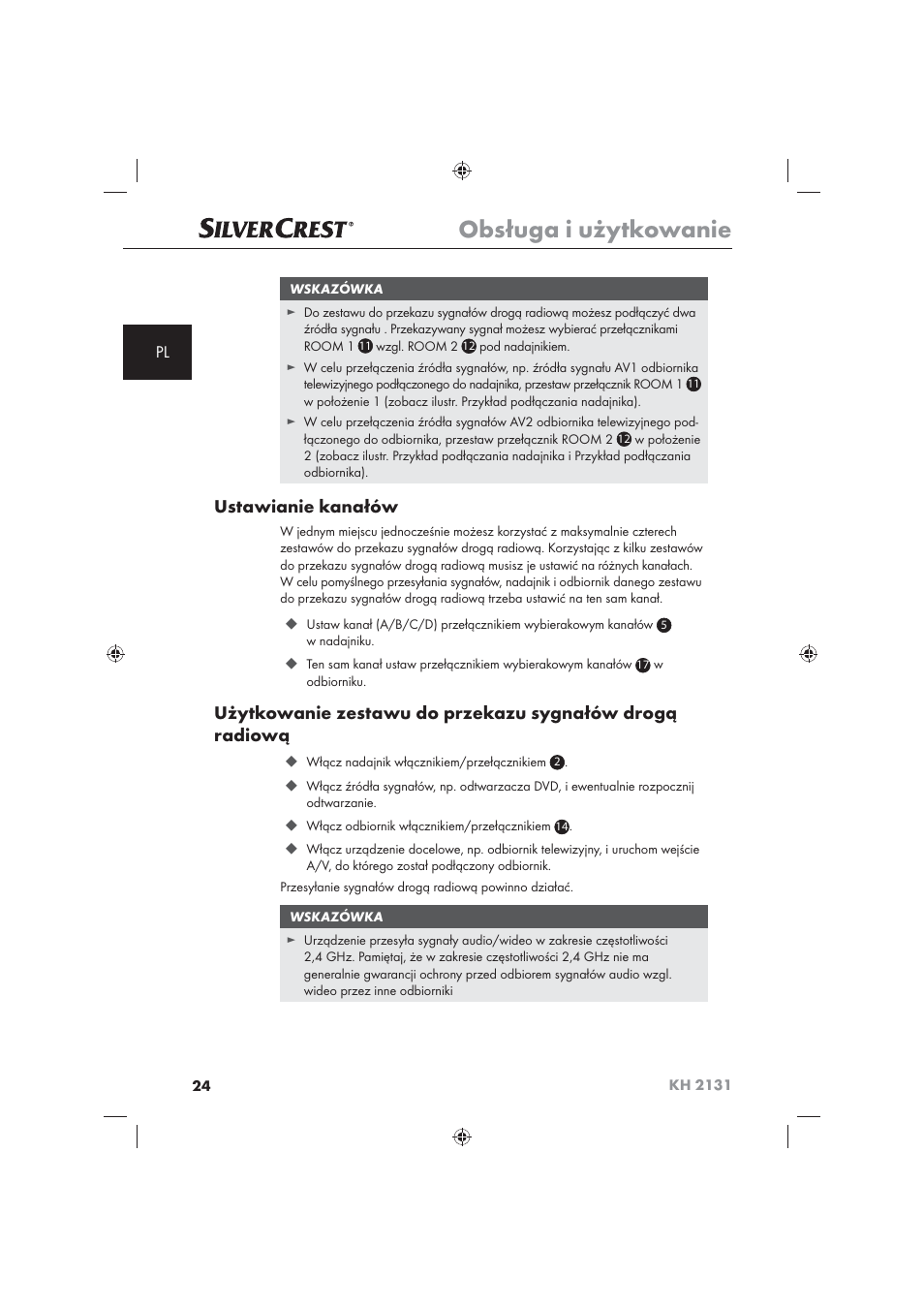 Obsługa i użytkowanie, Ustawianie kanałów | Silvercrest KH 2131 User Manual | Page 26 / 86