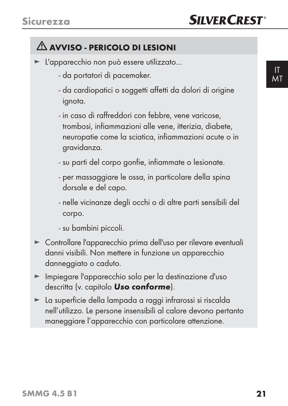 Sicurezza | Silvercrest SMMG 4.5 B1 User Manual | Page 23 / 66