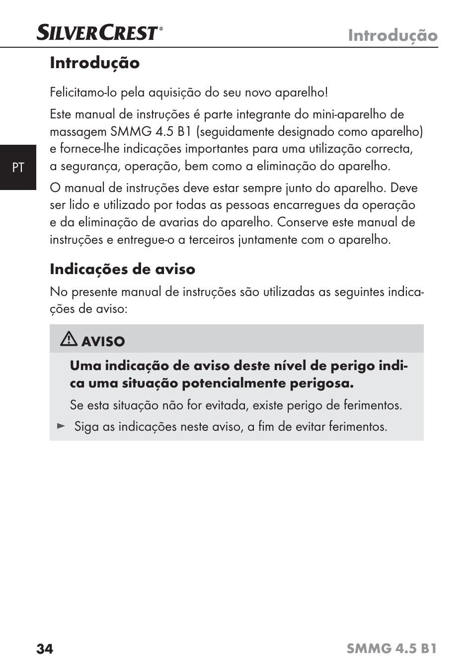 Introdução | Silvercrest SMMG 4.5 B1 User Manual | Page 36 / 66