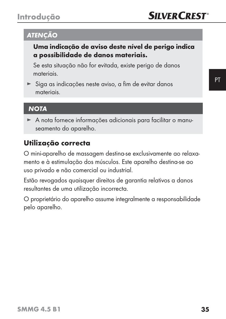 Introdução | Silvercrest SMMG 4.5 B1 User Manual | Page 37 / 66