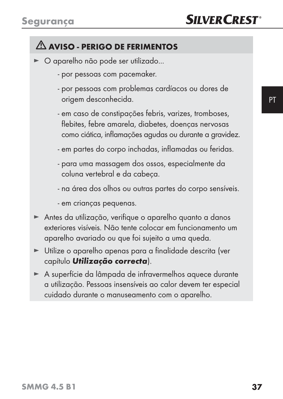 Segurança | Silvercrest SMMG 4.5 B1 User Manual | Page 39 / 66