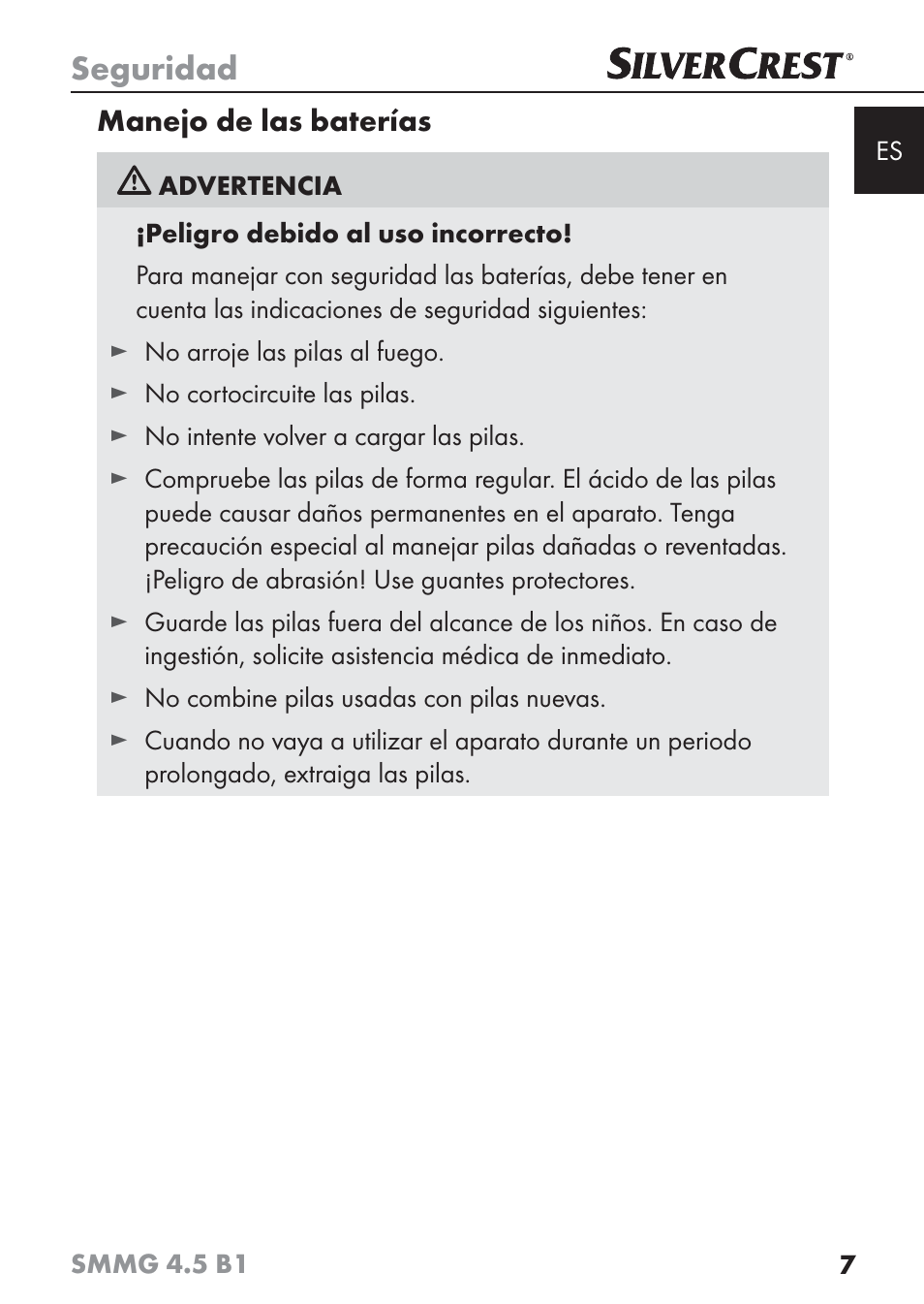 Seguridad | Silvercrest SMMG 4.5 B1 User Manual | Page 9 / 66