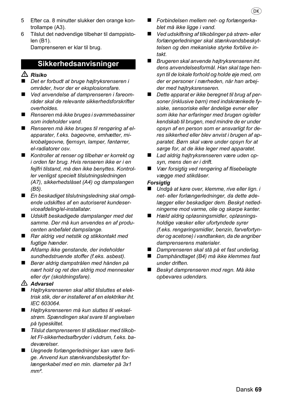 Sikkerhedsanvisninger | Silvercrest 37702 User Manual | Page 69 / 106