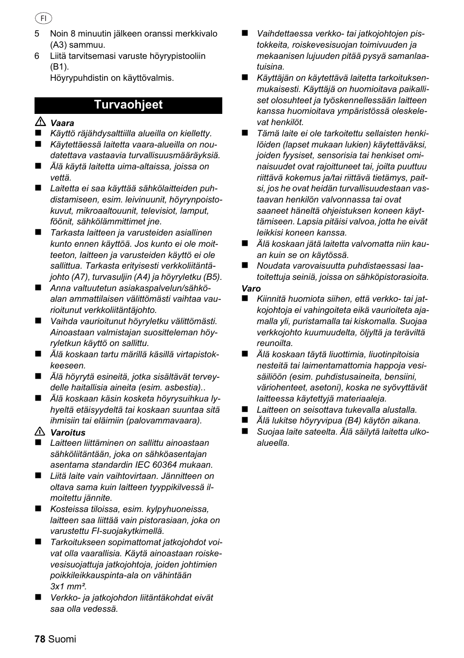 Turvaohjeet | Silvercrest 37702 User Manual | Page 78 / 106