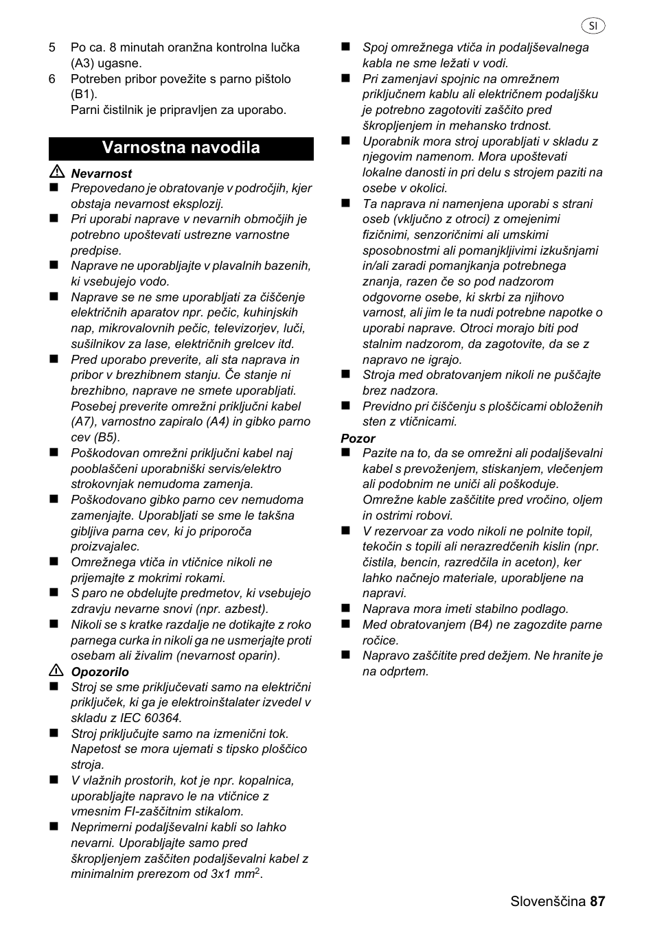 Varnostna navodila | Silvercrest 37702 User Manual | Page 87 / 106