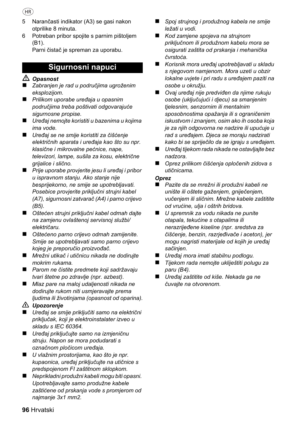 Sigurnosni napuci | Silvercrest 37702 User Manual | Page 96 / 106