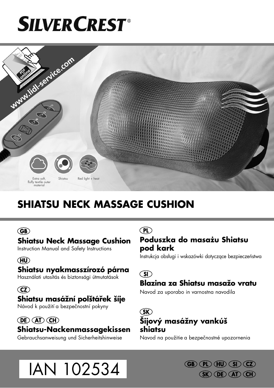 Silvercrest SHIATSU NECK MASSAGE CUSHION User Manual | 70 pages