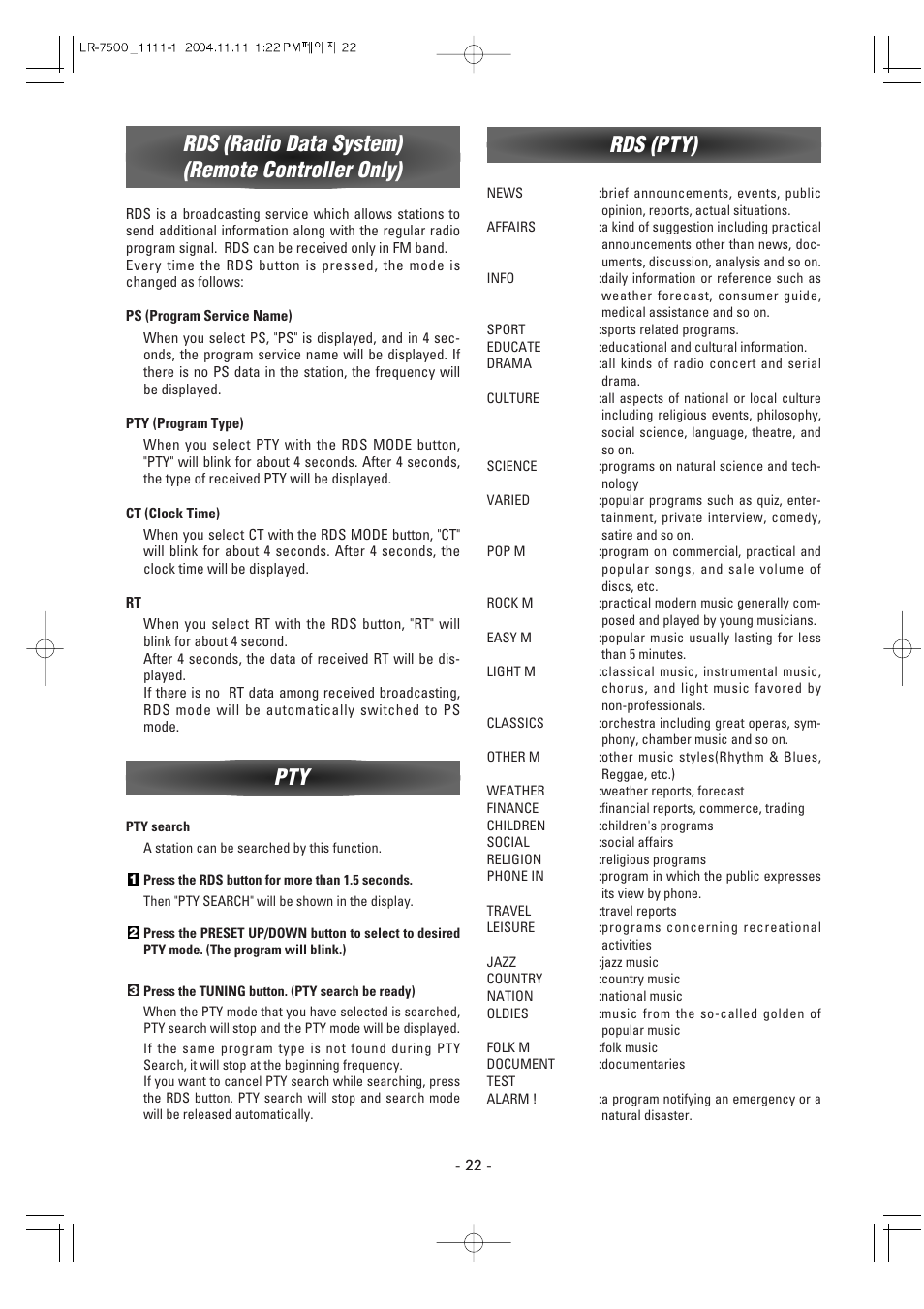 Luxman LR-7500 User Manual | Page 22 / 36