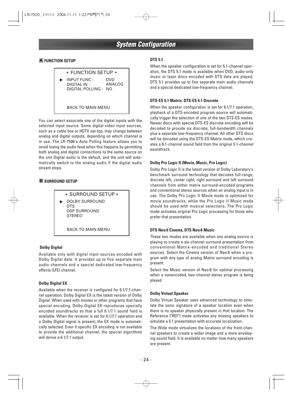 System configuration | Luxman LR-7500 User Manual | Page 24 / 36