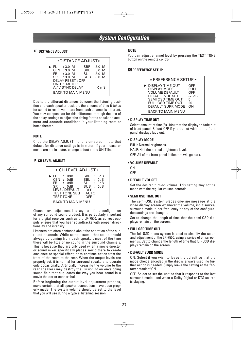 System configuration | Luxman LR-7500 User Manual | Page 27 / 36