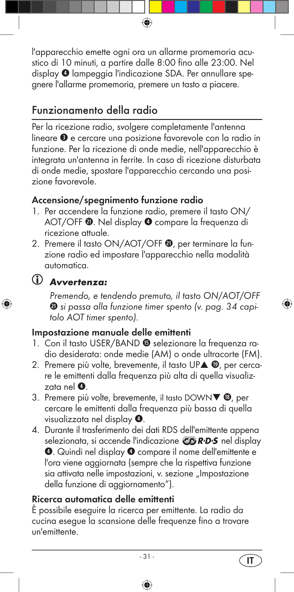 Funzionamento della radio | Silvercrest KH 2299 User Manual | Page 33 / 94