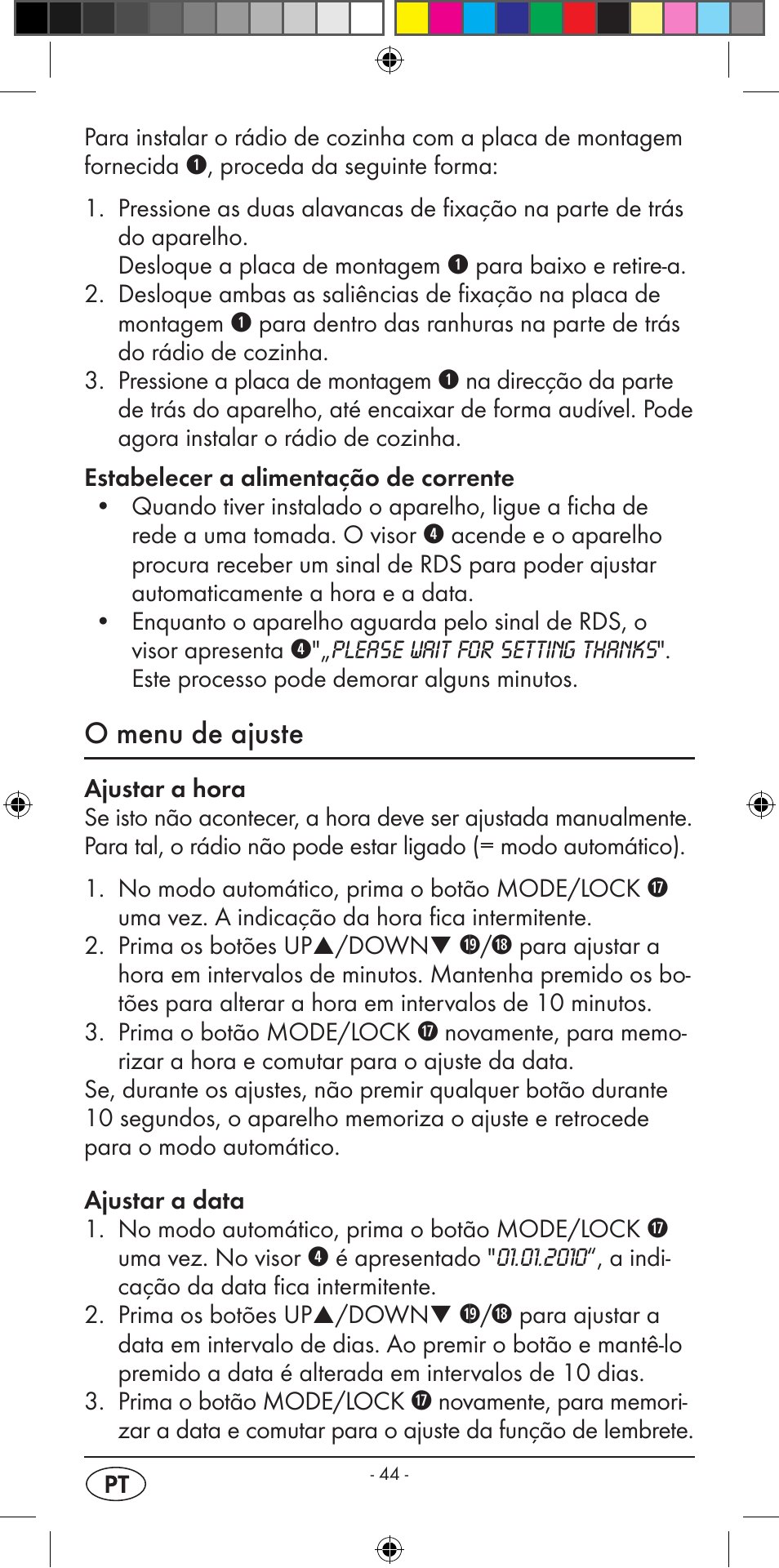 O menu de ajuste | Silvercrest KH 2299 User Manual | Page 46 / 94