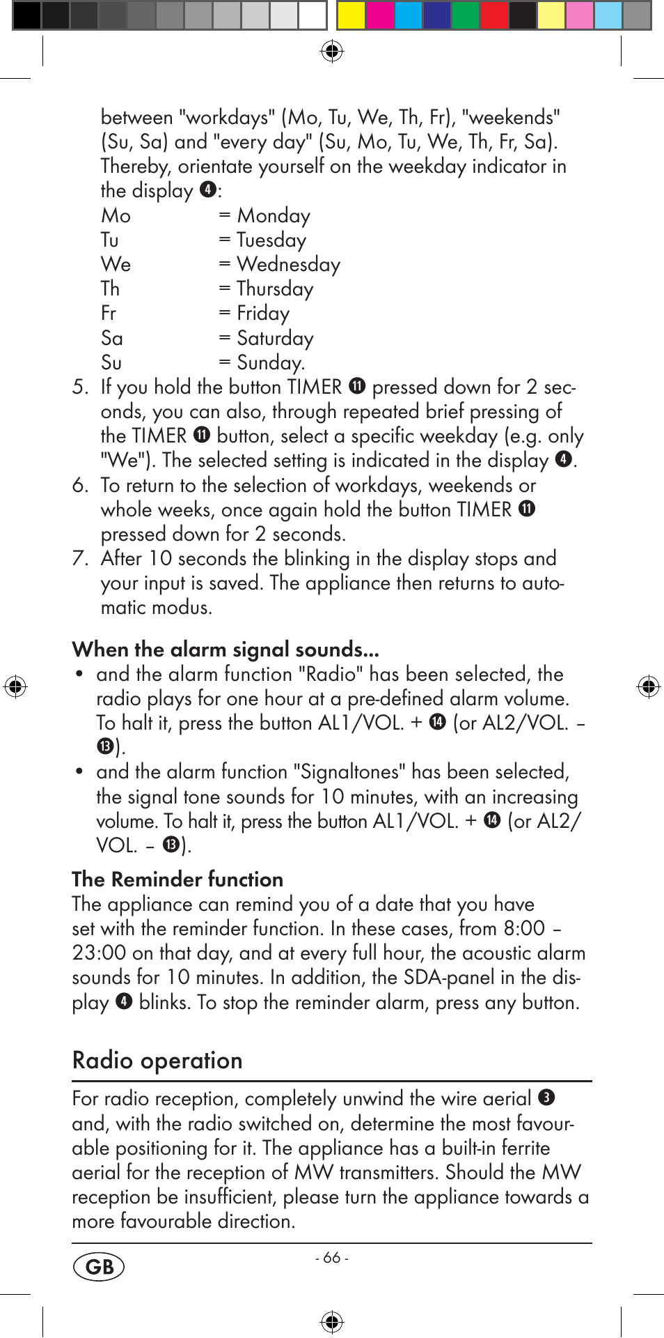 Radio operation | Silvercrest KH 2299 User Manual | Page 68 / 94