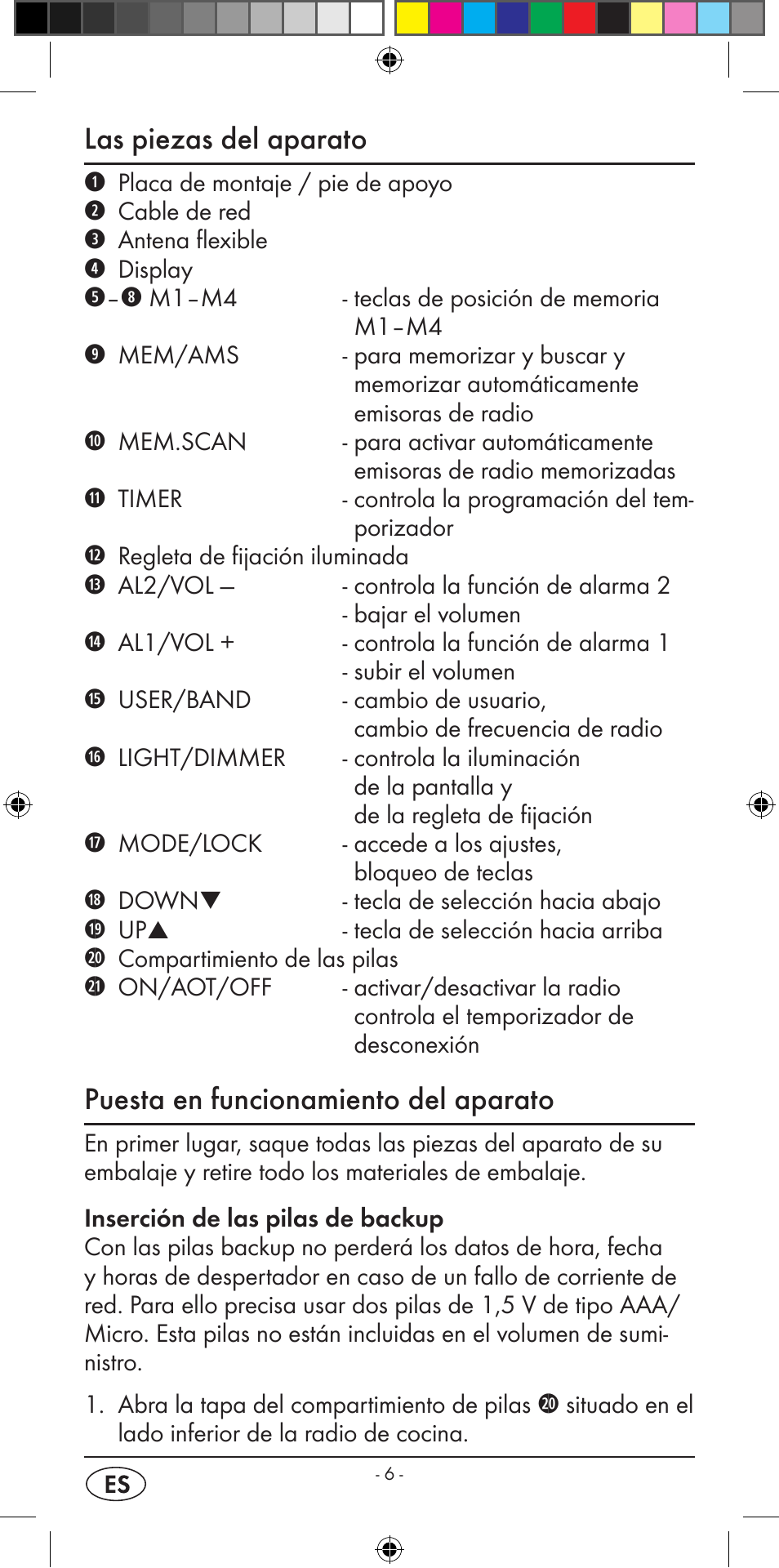 Las piezas del aparato, Puesta en funcionamiento del aparato | Silvercrest KH 2299 User Manual | Page 8 / 94