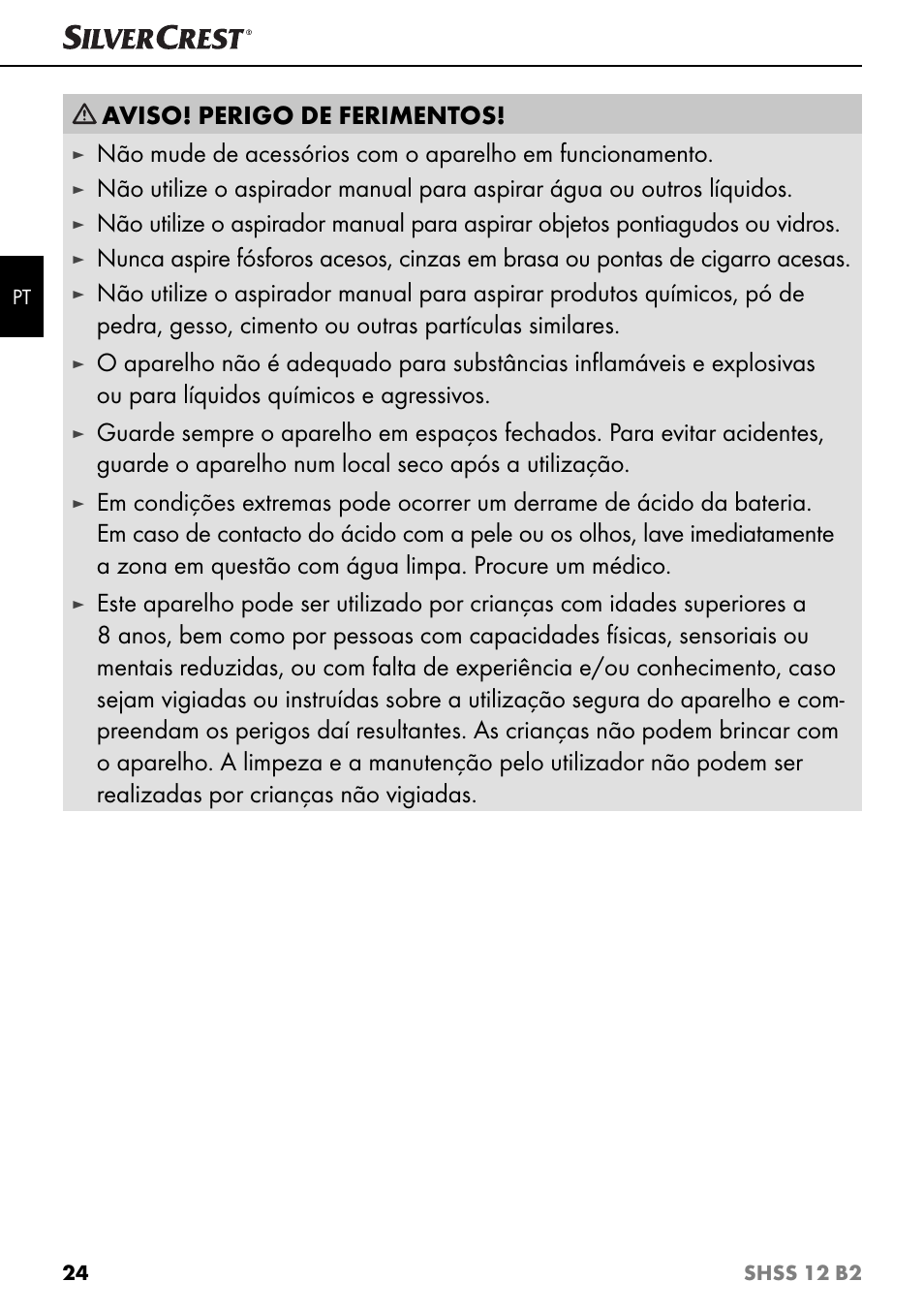 Aviso! perigo de ferimentos | Silvercrest SHSS 12 B2 User Manual | Page 27 / 54