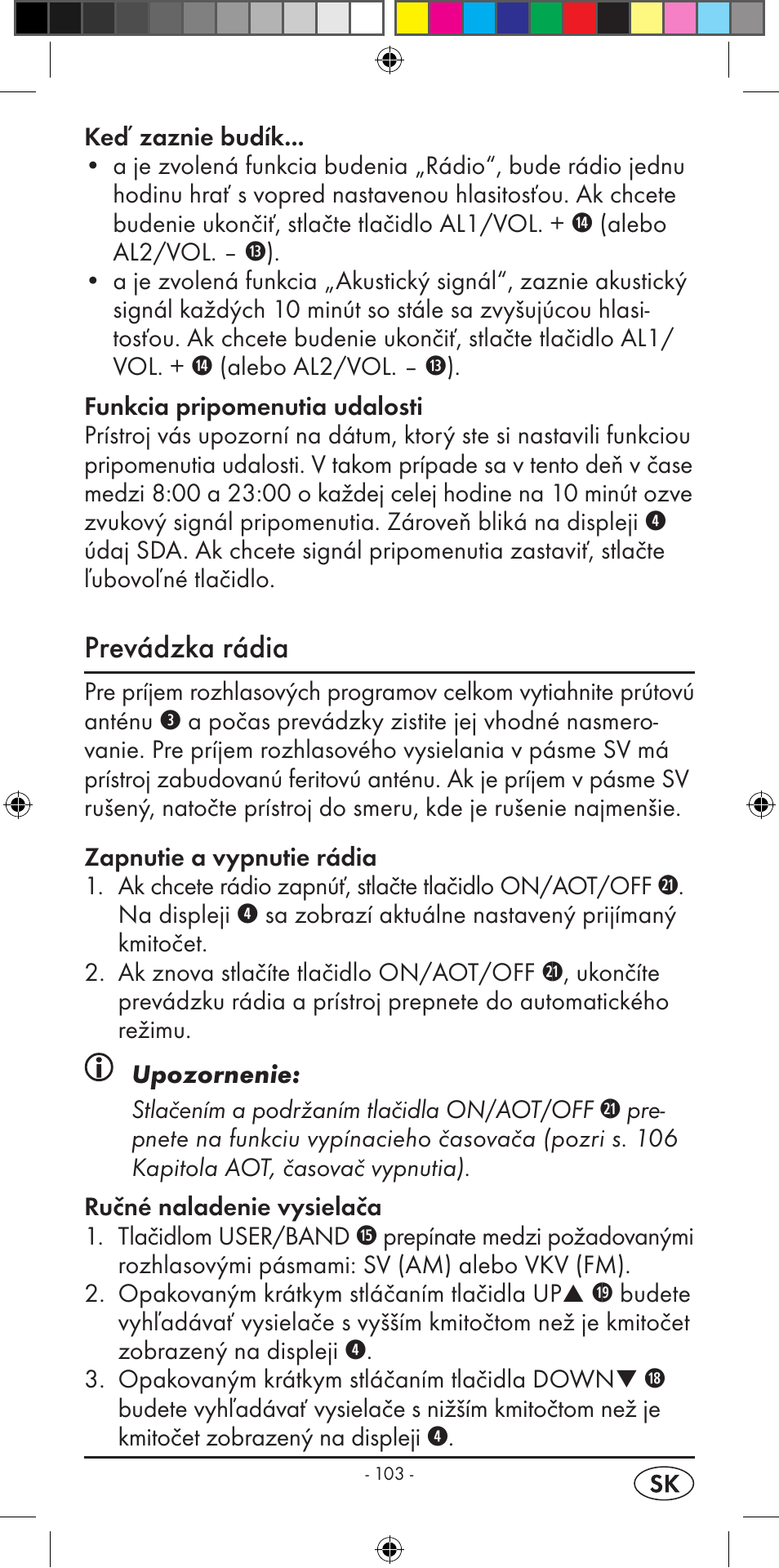 Prevádzka rádia | Silvercrest KH 2299 User Manual | Page 105 / 146