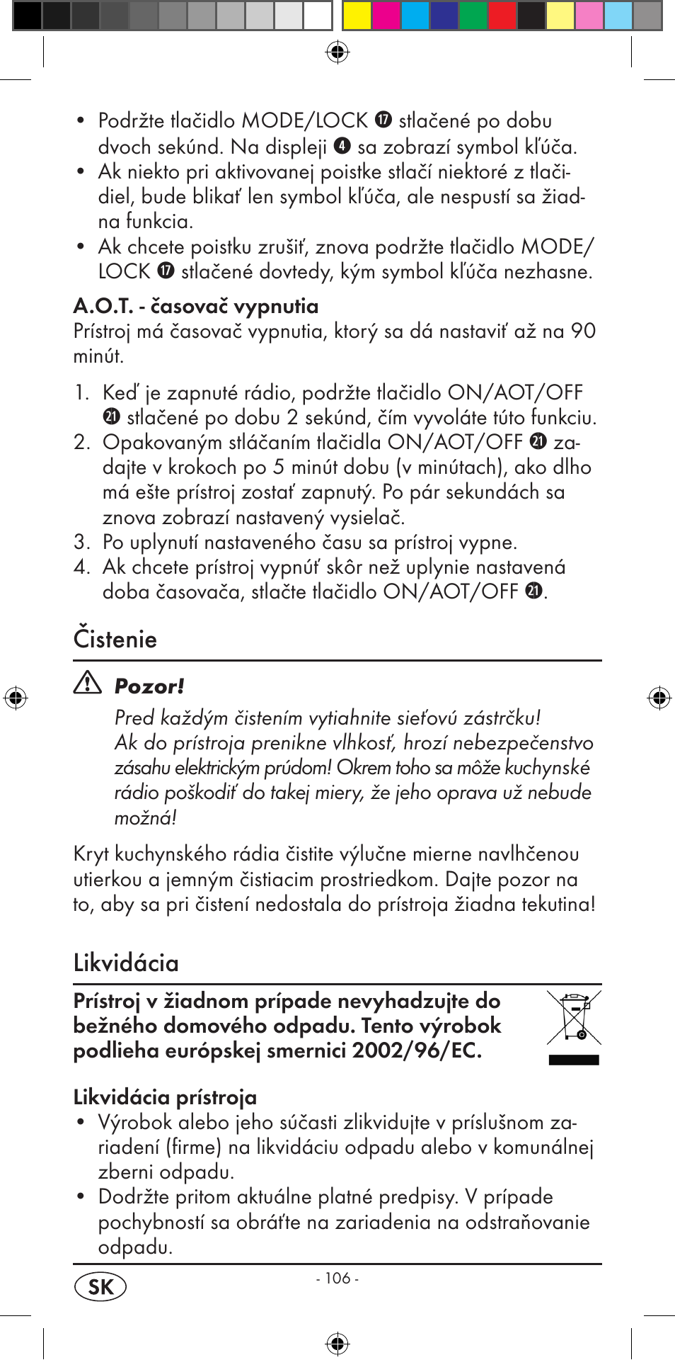 Čistenie, Likvidácia | Silvercrest KH 2299 User Manual | Page 108 / 146