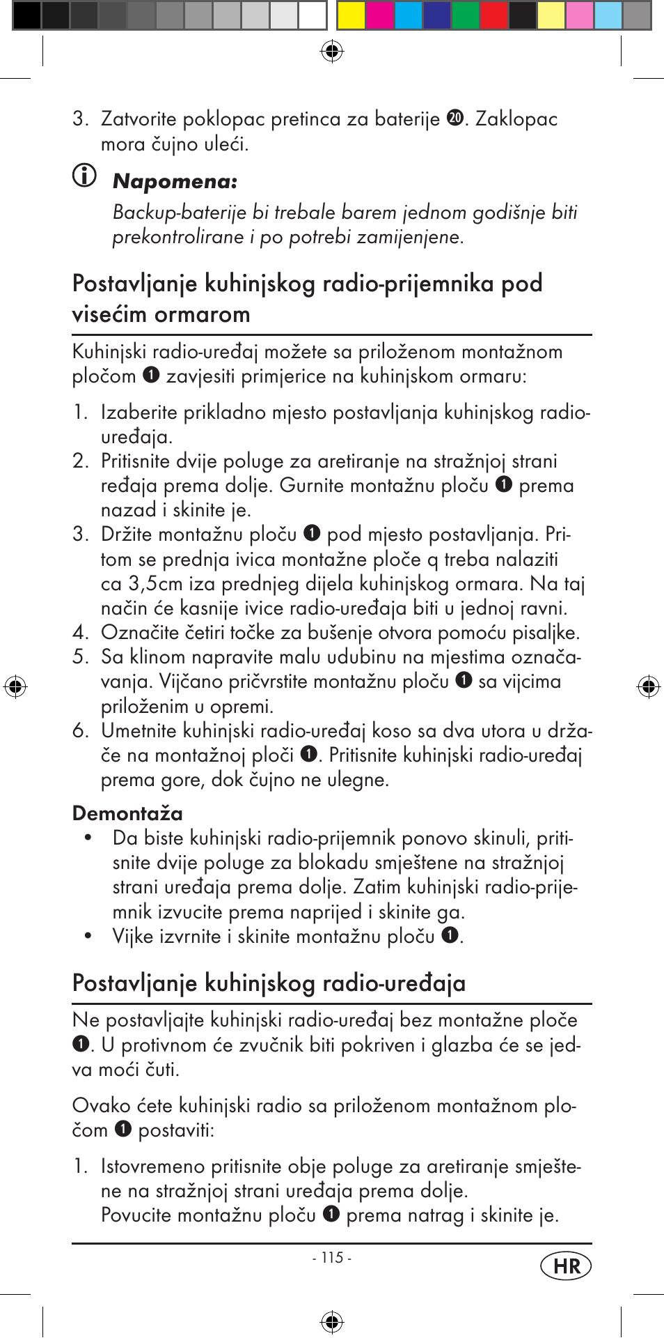 Postavljanje kuhinjskog radio-uređaja | Silvercrest KH 2299 User Manual | Page 117 / 146