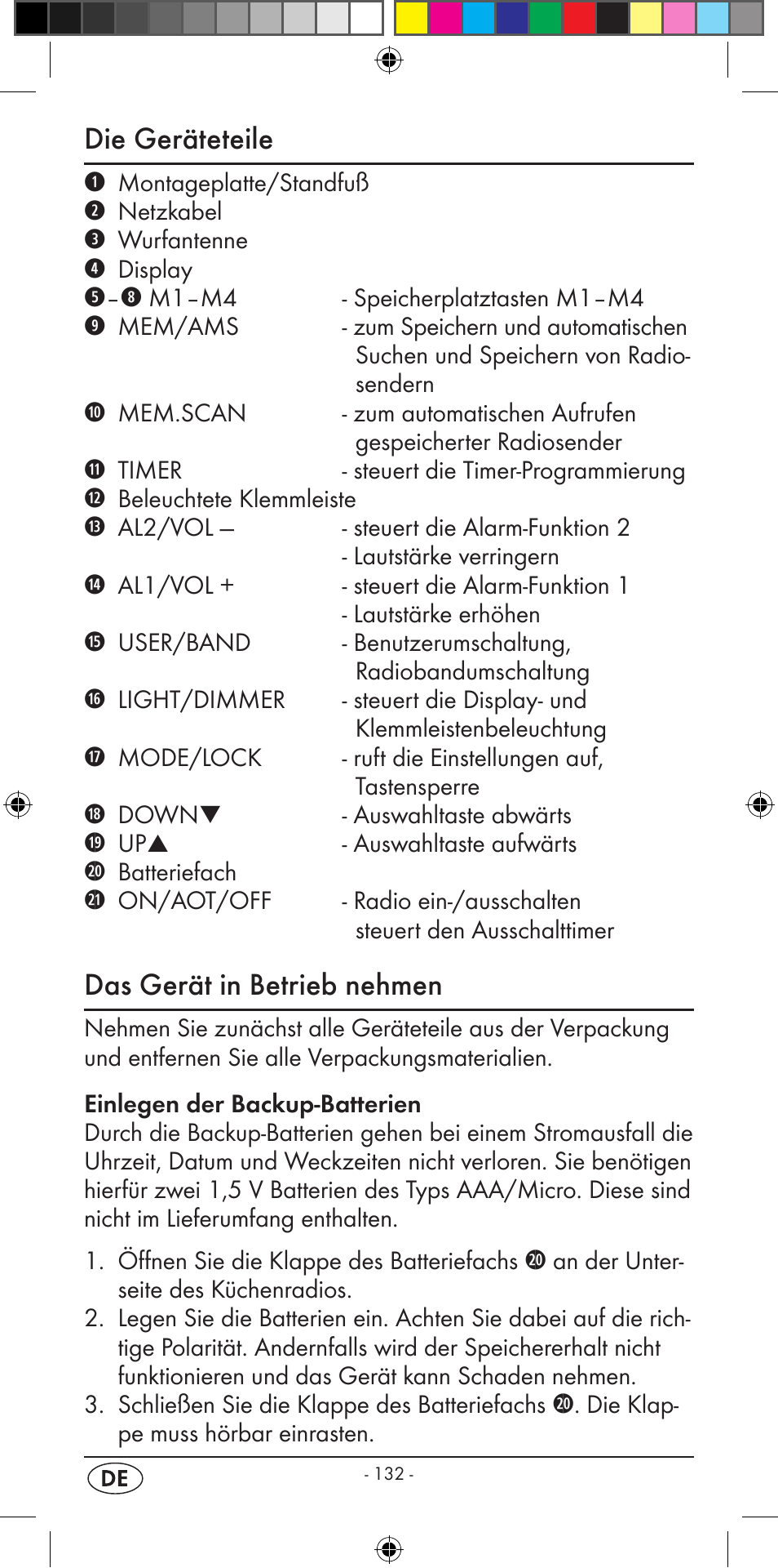 Die geräteteile, Das gerät in betrieb nehmen | Silvercrest KH 2299 User Manual | Page 134 / 146