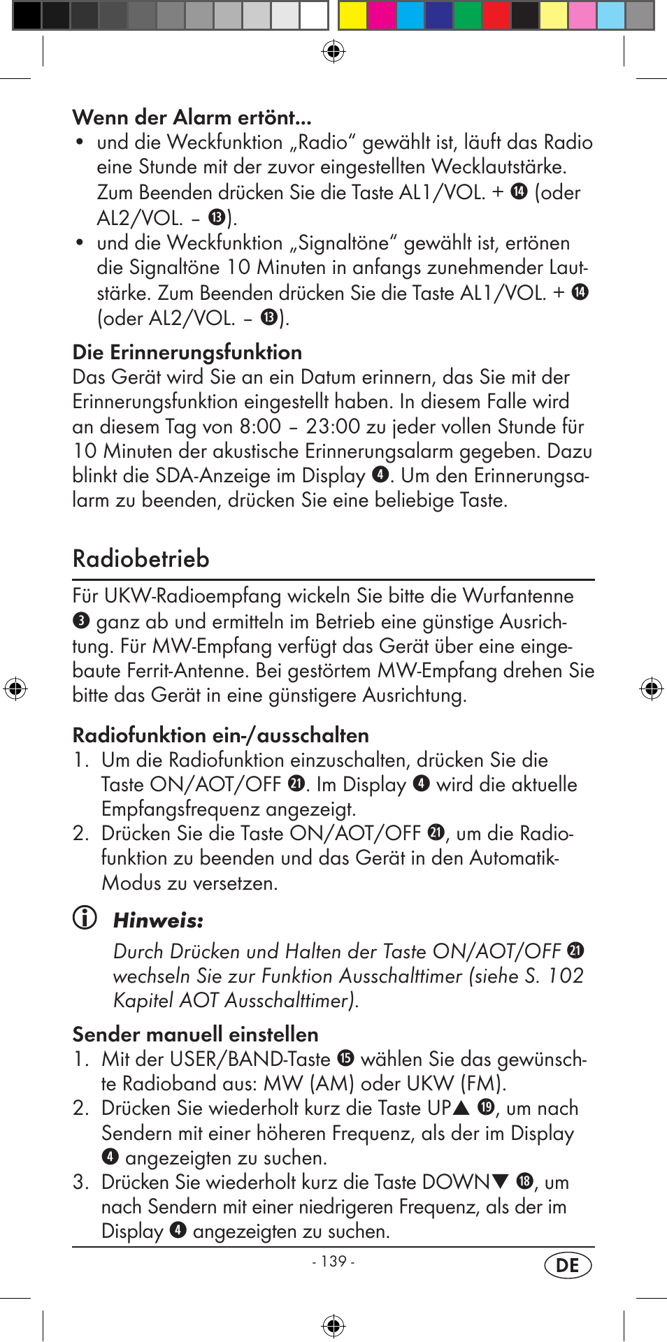 Radiobetrieb | Silvercrest KH 2299 User Manual | Page 141 / 146