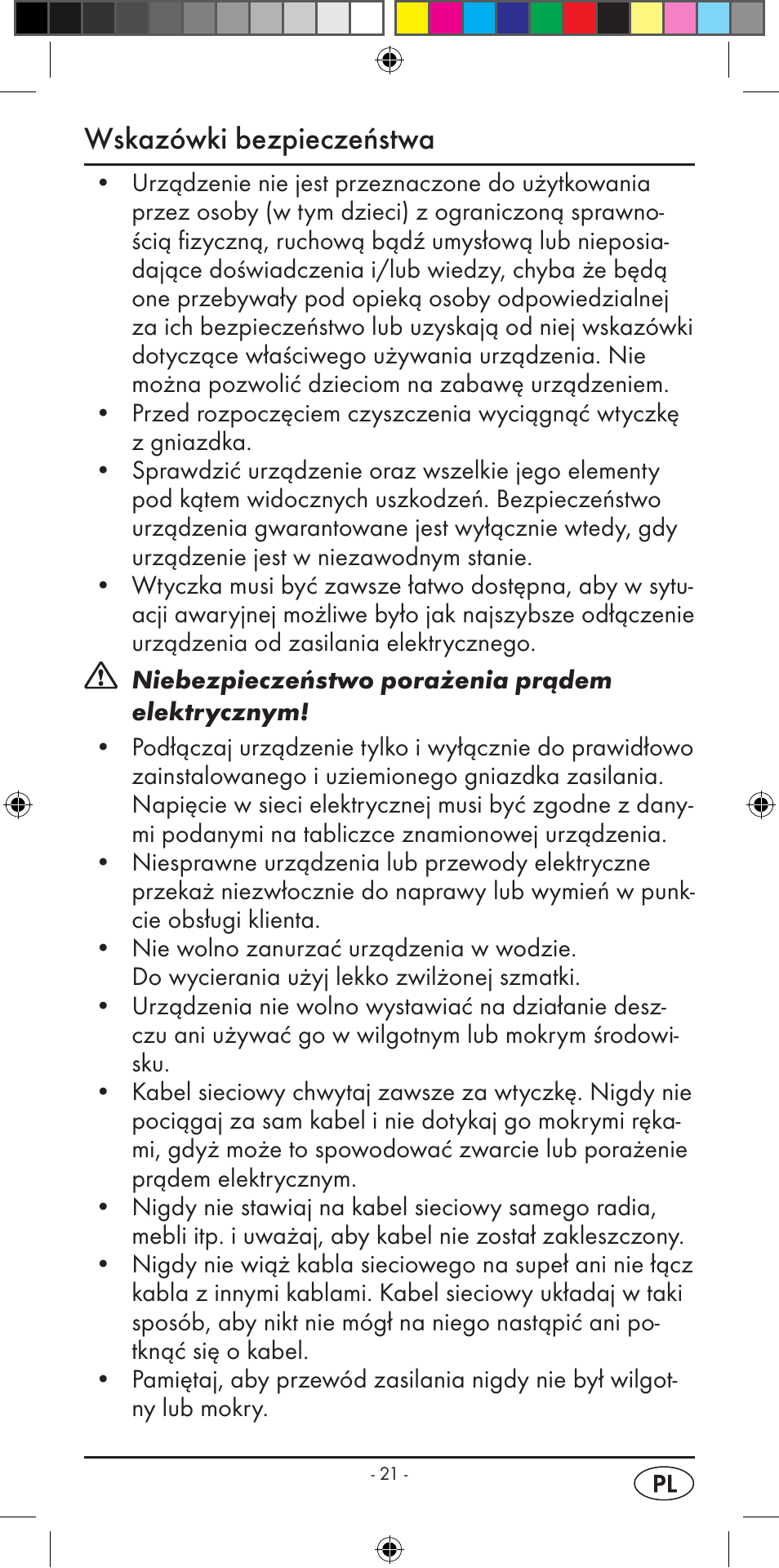 Wskazówki bezpieczeństwa | Silvercrest KH 2299 User Manual | Page 23 / 146