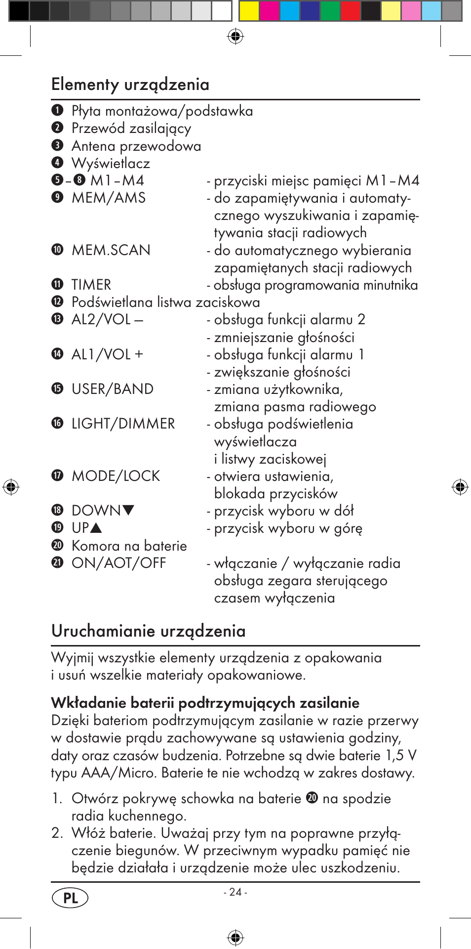 Elementy urządzenia, Uruchamianie urządzenia | Silvercrest KH 2299 User Manual | Page 26 / 146