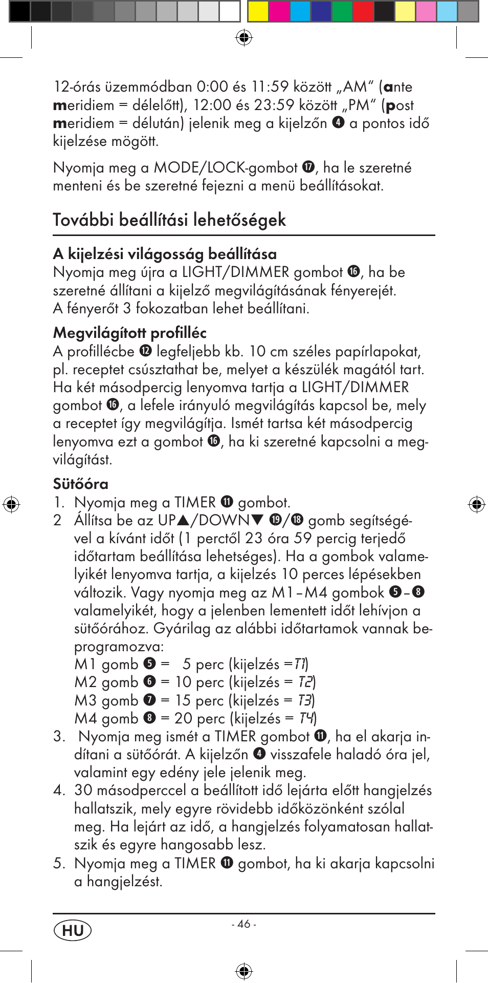 További beállítási lehetőségek | Silvercrest KH 2299 User Manual | Page 48 / 146