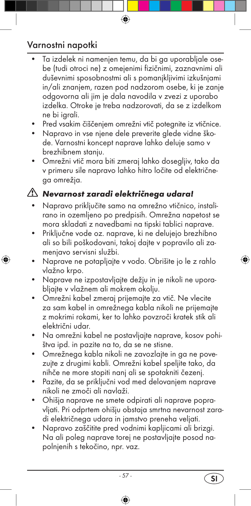 Varnostni napotki | Silvercrest KH 2299 User Manual | Page 59 / 146