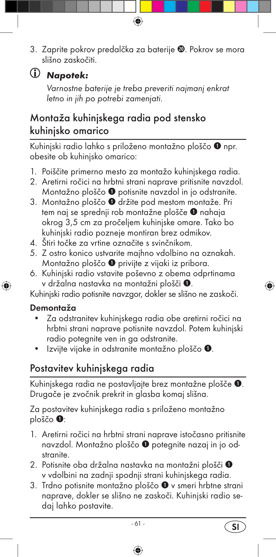 Postavitev kuhinjskega radia | Silvercrest KH 2299 User Manual | Page 63 / 146