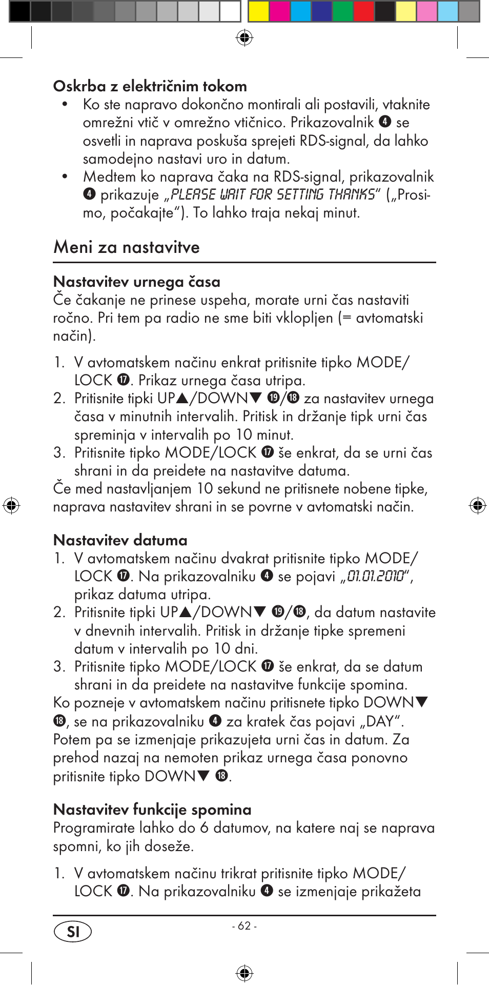 Meni za nastavitve | Silvercrest KH 2299 User Manual | Page 64 / 146