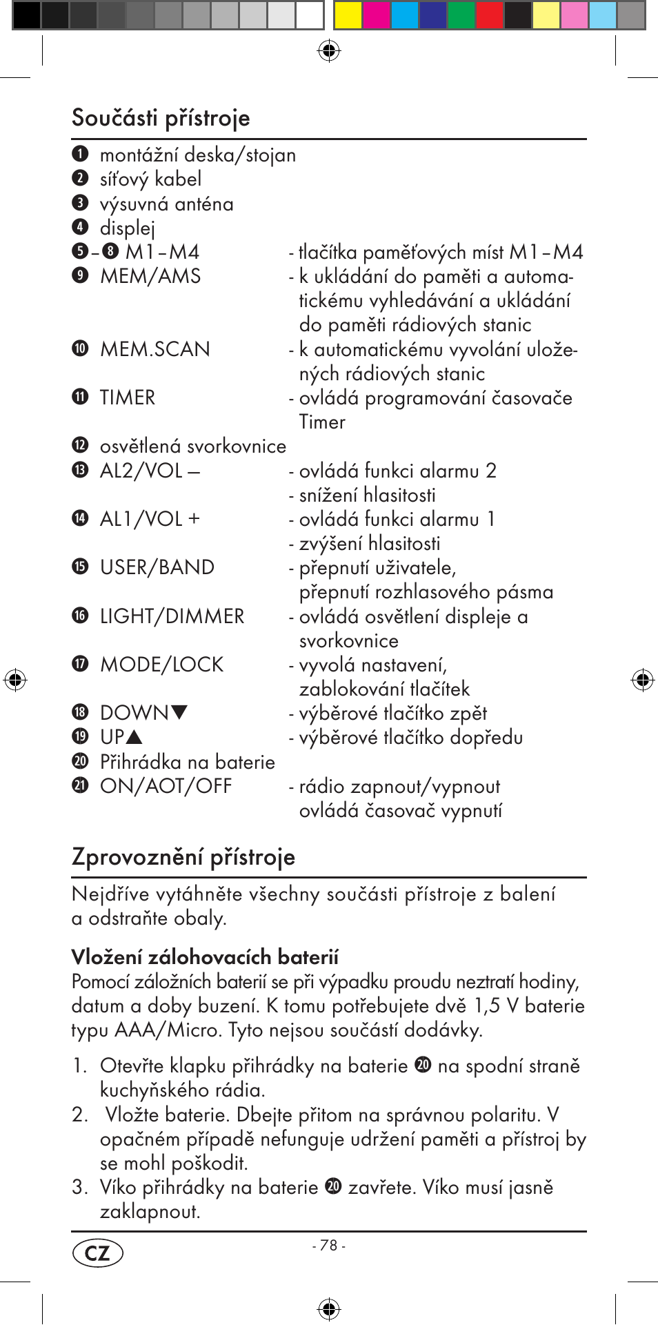 Součásti přístroje, Zprovoznění přístroje | Silvercrest KH 2299 User Manual | Page 80 / 146