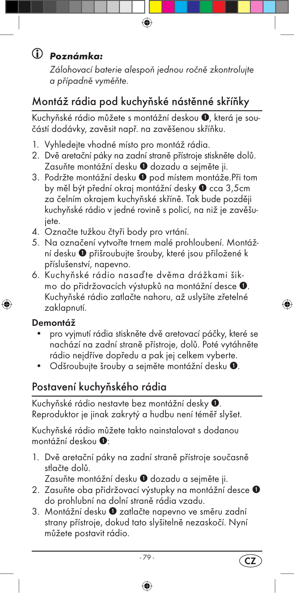 Montáž rádia pod kuchyňské nástěnné skříňky, Postavení kuchyňského rádia | Silvercrest KH 2299 User Manual | Page 81 / 146