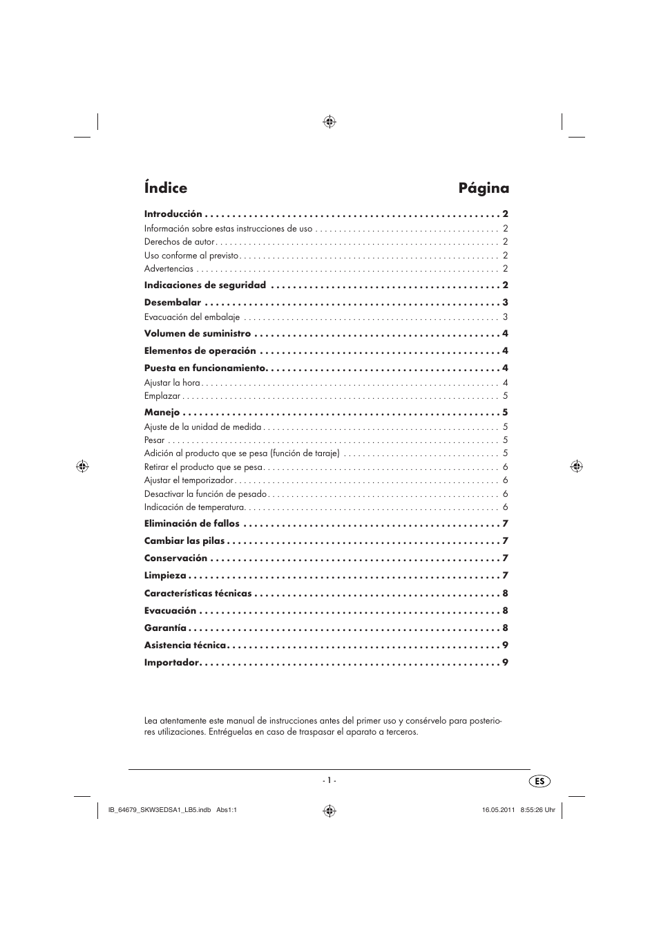 Índice página | Silvercrest SKW 3 EDS A1 User Manual | Page 3 / 42