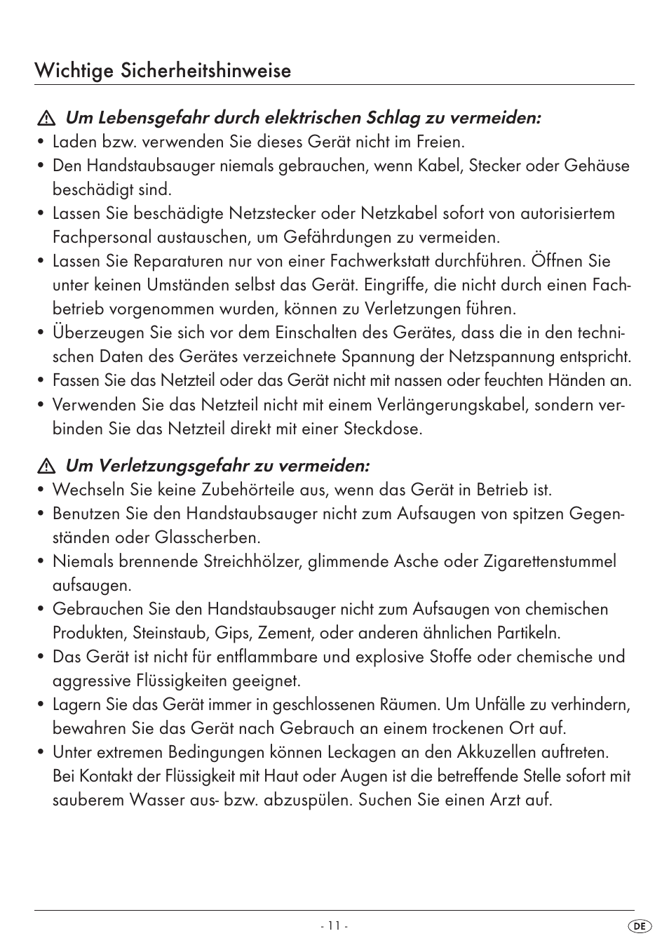 Wichtige sicherheitshinweise | Silvercrest SAS 7.4 LI B1 User Manual | Page 14 / 28